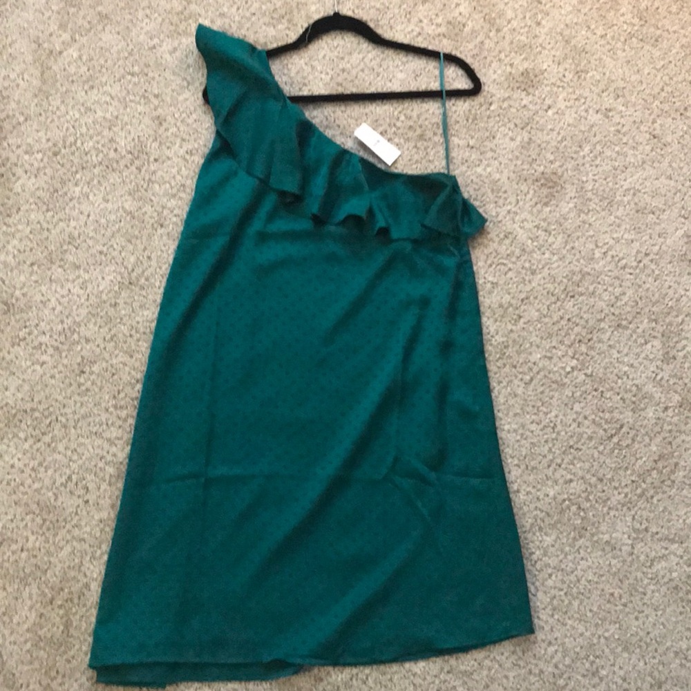 NWT One shoulder green dress by LOFT.  Size L